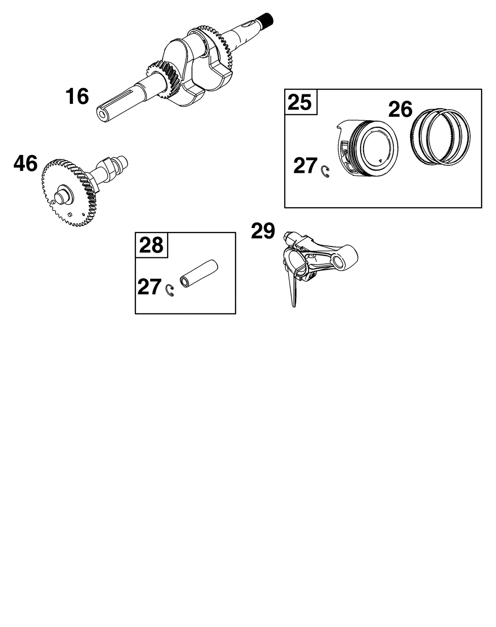 Crankshaft Group Diagram and Parts List for 130G32-0048-H5 100000 - 19Z999 Briggs and Stratton Engine
